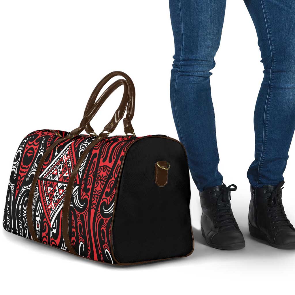 New Zealand Maori Taniko Travel Bag Red Kowhaiwhai Puhoro - Polynesian Pride