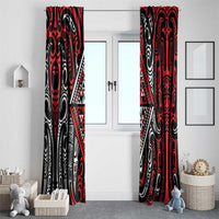 New Zealand Maori Taniko Window Curtain Red Kowhaiwhai Puhoro