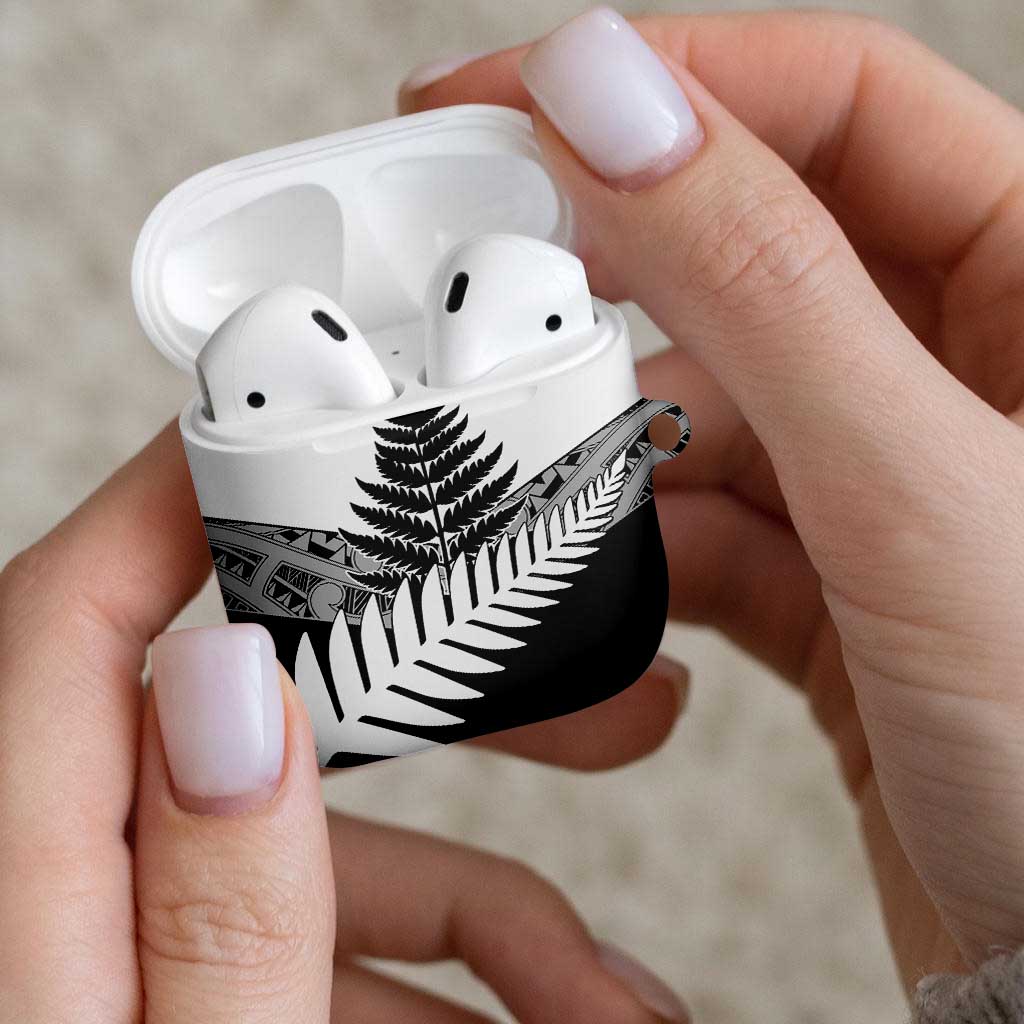 New Zealand Silver Fern AirPods Case Maori Koru Mixed Taniko Pattern - Polynesian Pride