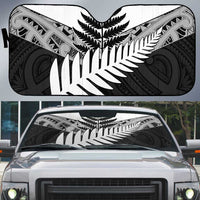 New Zealand Silver Fern Auto Sun Shade Maori Koru Mixed Taniko Pattern - Polynesian Pride