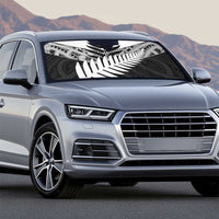 New Zealand Silver Fern Auto Sun Shade Maori Koru Mixed Taniko Pattern - Polynesian Pride