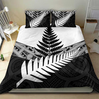 New Zealand Silver Fern Bedding Set Maori Koru Mixed Taniko Pattern