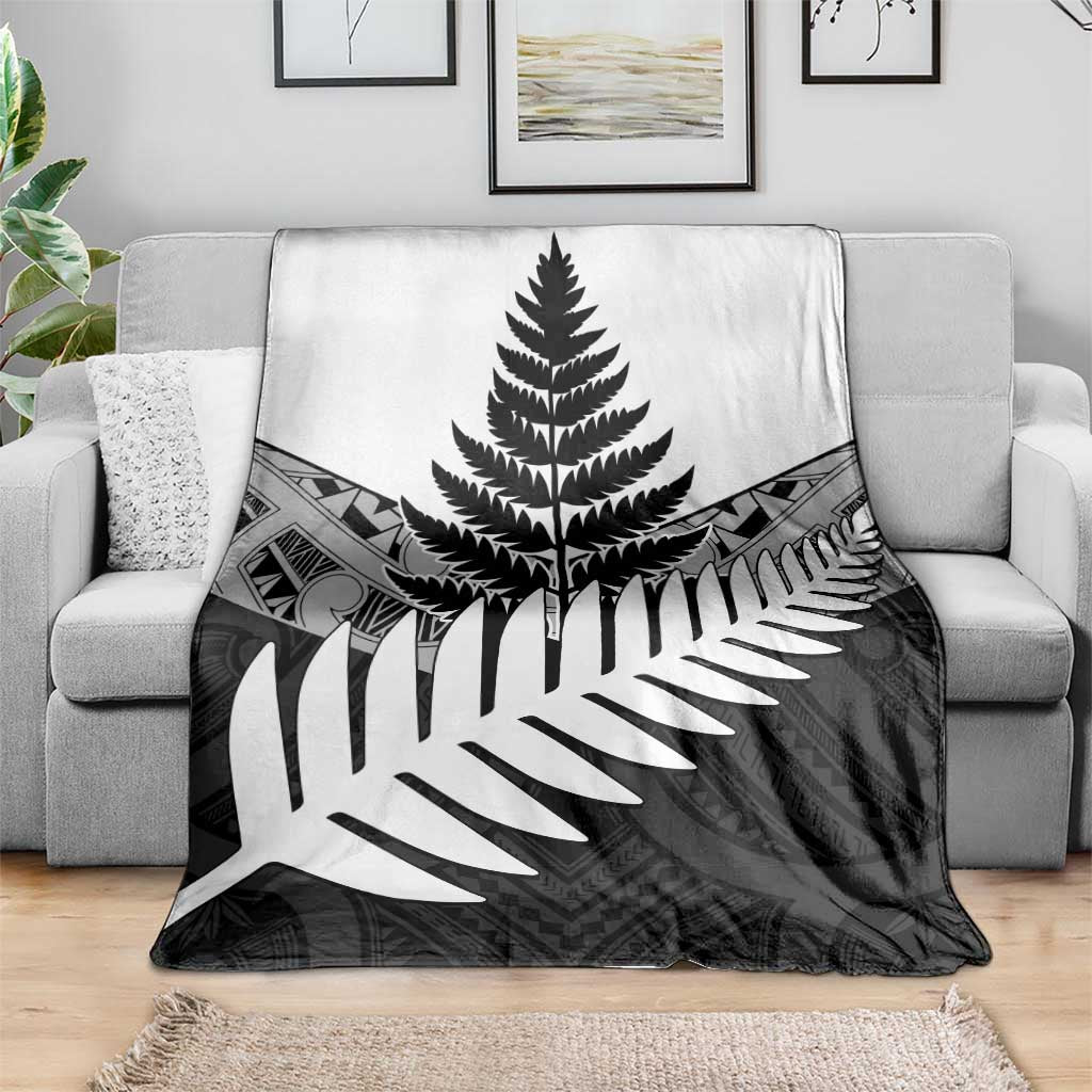 New Zealand Silver Fern Blanket Maori Koru Mixed Taniko Pattern