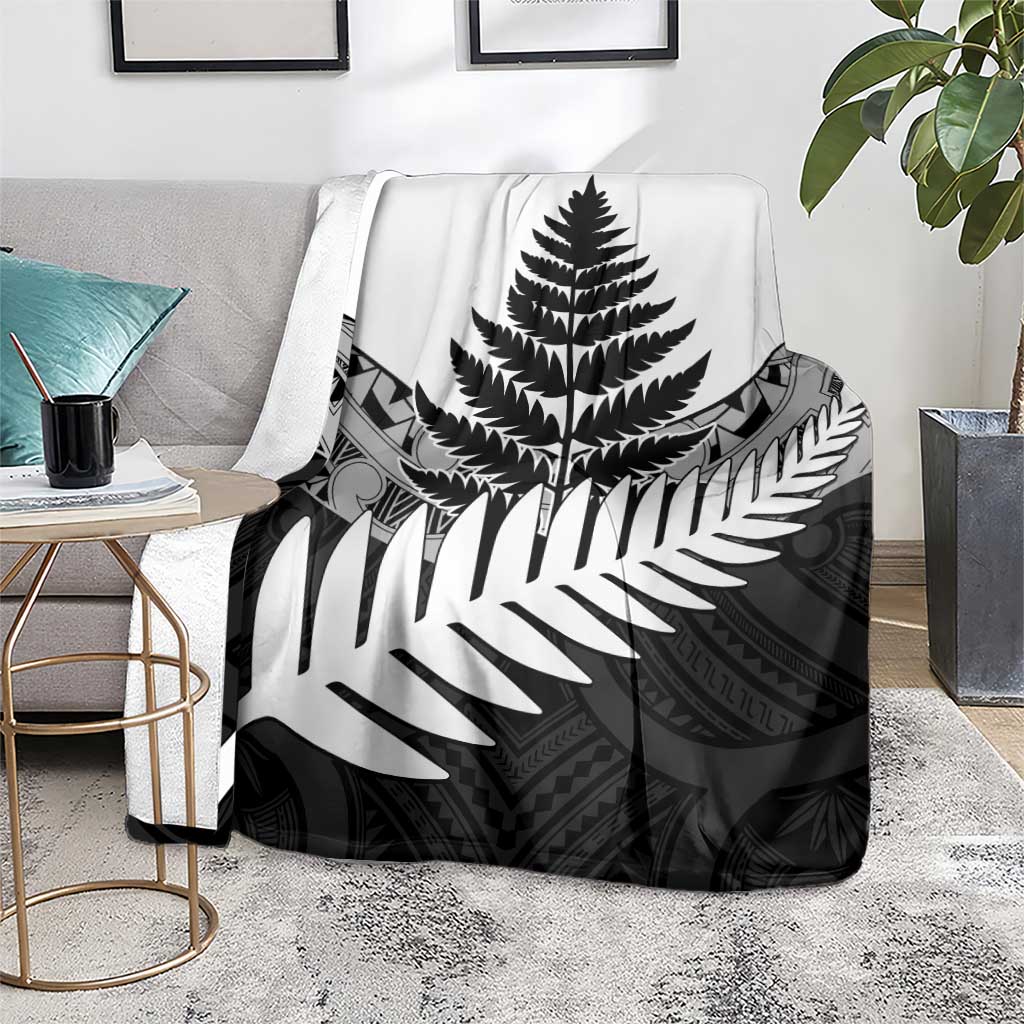 New Zealand Silver Fern Blanket Maori Koru Mixed Taniko Pattern