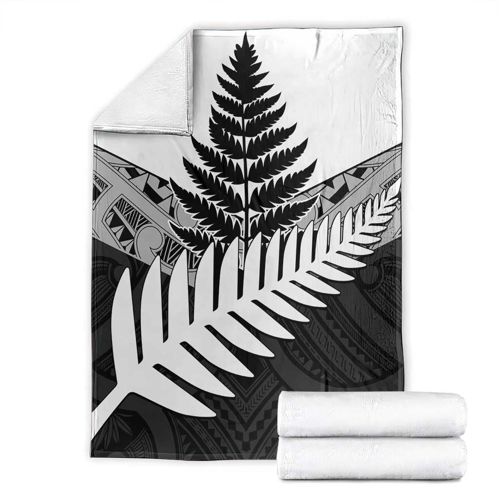 New Zealand Silver Fern Blanket Maori Koru Mixed Taniko Pattern