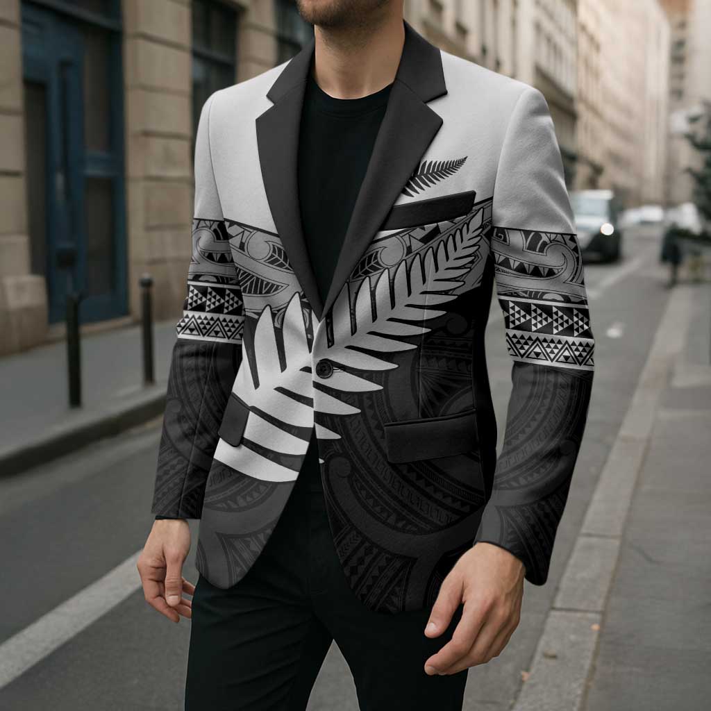 New Zealand Silver Fern Blazer Maori Koru Mixed Taniko Pattern - Polynesian Pride
