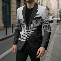 New Zealand Silver Fern Blazer Maori Koru Mixed Taniko Pattern - Polynesian Pride