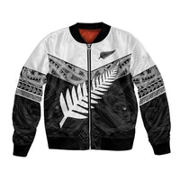 New Zealand Silver Fern Bomber Jacket Maori Koru Mixed Taniko Pattern