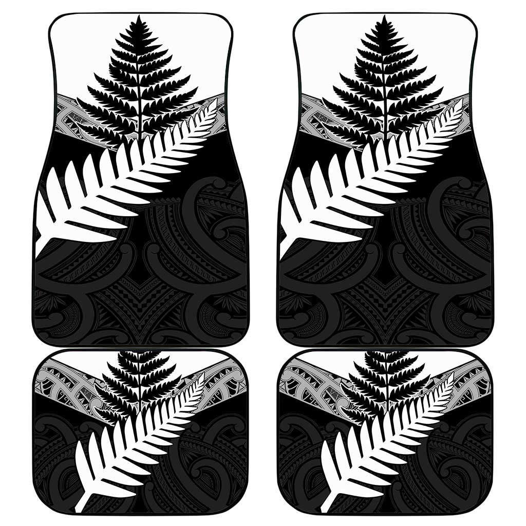New Zealand Silver Fern Car Mats Maori Koru Mixed Taniko Pattern