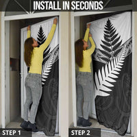 New Zealand Silver Fern Door Cover Maori Koru Mixed Taniko Pattern - Polynesian Pride