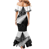 New Zealand Silver Fern Family Matching Mermaid Dress and Hawaiian Shirt Maori Koru Mixed Taniko Pattern