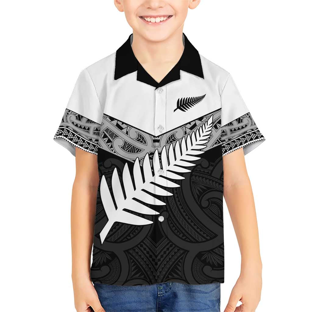 New Zealand Silver Fern Family Matching Short Sleeve Bodycon Dress and Hawaiian Shirt Maori Koru Mixed Taniko Pattern