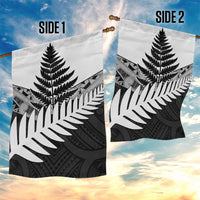 New Zealand Silver Fern Garden Flag Maori Koru Mixed Taniko Pattern