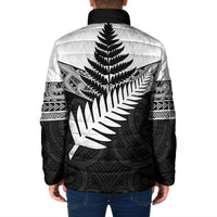 New Zealand Silver Fern Padded Jacket Maori Koru Mixed Taniko Pattern - Polynesian Pride