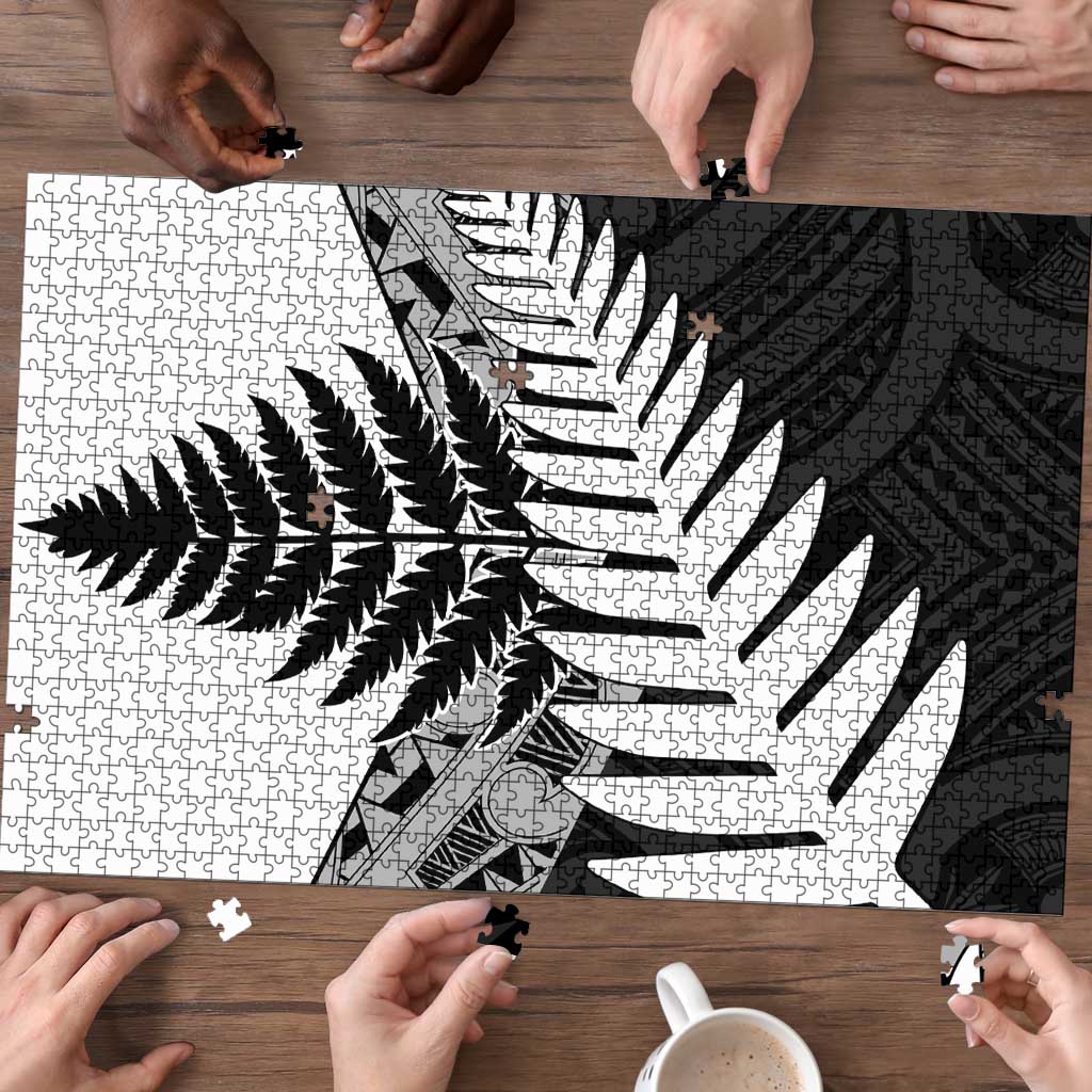 New Zealand Silver Fern Puzzle Maori Koru Mixed Taniko Pattern - Polynesian Pride
