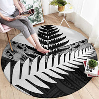 New Zealand Silver Fern Round Carpet Maori Koru Mixed Taniko Pattern