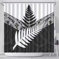 New Zealand Silver Fern Shower Curtain Maori Koru Mixed Taniko Pattern