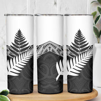 New Zealand Silver Fern Skinny Tumbler Maori Koru Mixed Taniko Pattern