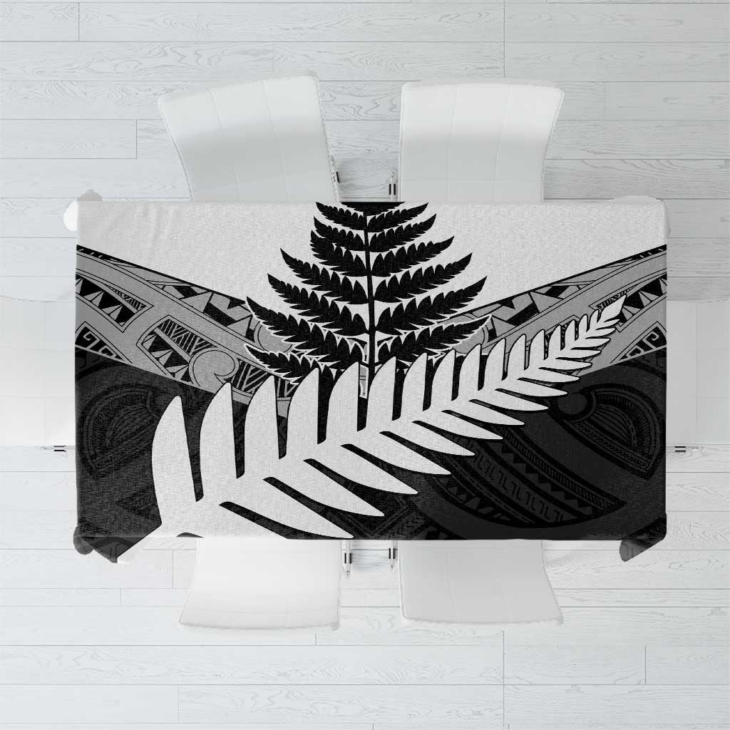 New Zealand Silver Fern Tablecloth Maori Koru Mixed Taniko Pattern