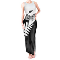 New Zealand Silver Fern Tank Maxi Dress Maori Koru Mixed Taniko Pattern