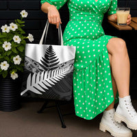 New Zealand Silver Fern Tote Bag Maori Koru Mixed Taniko Pattern - Polynesian Pride