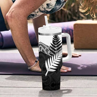 New Zealand Silver Fern Tumbler With Handle Maori Koru Mixed Taniko Pattern