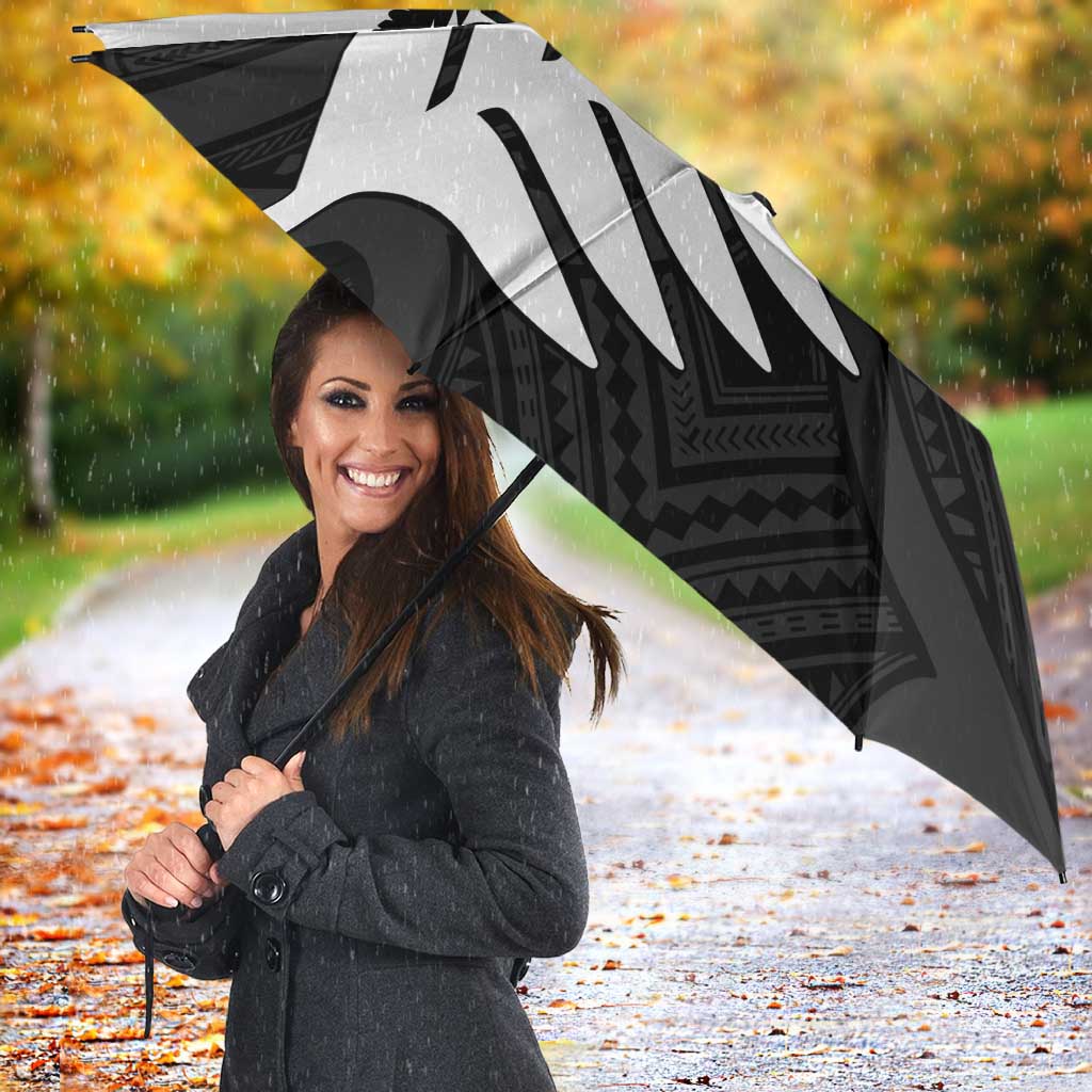 New Zealand Silver Fern Umbrella Maori Koru Mixed Taniko Pattern - Polynesian Pride