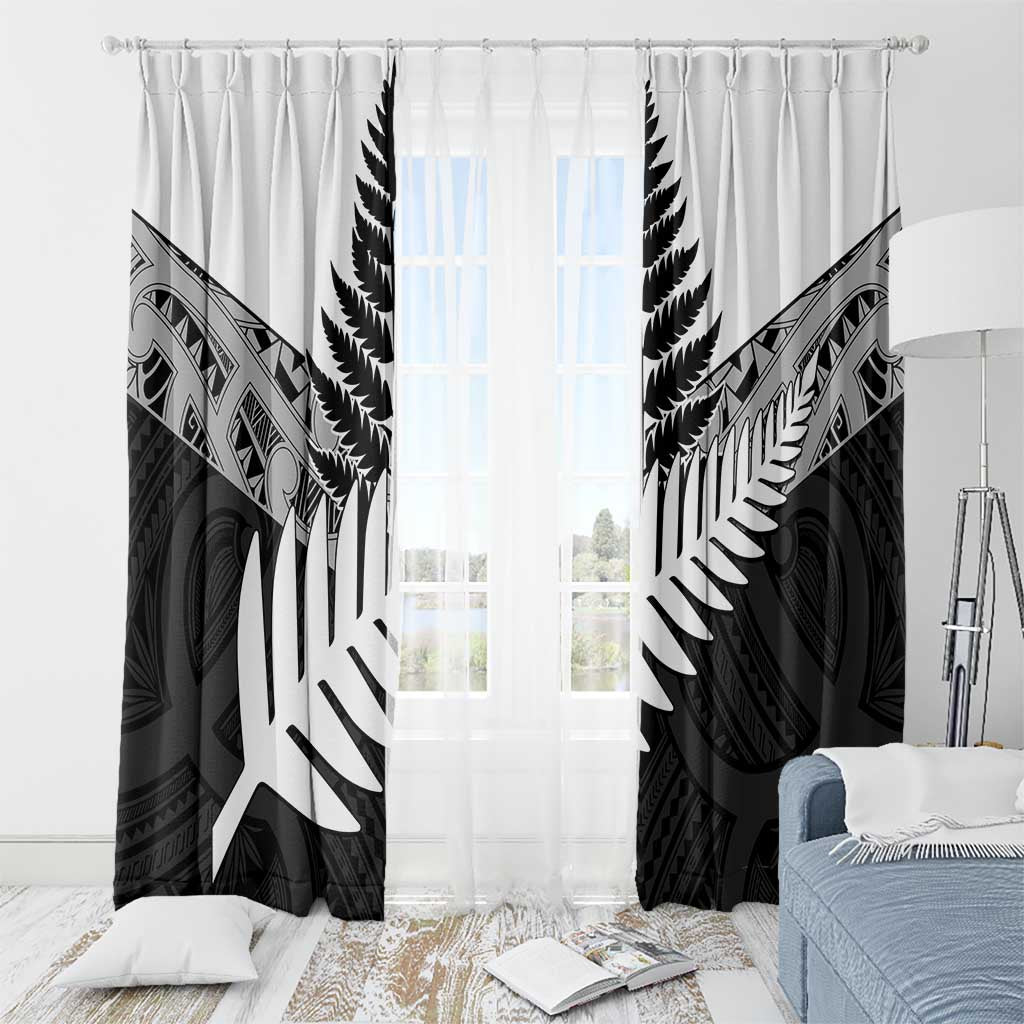 New Zealand Silver Fern Window Curtain Maori Koru Mixed Taniko Pattern