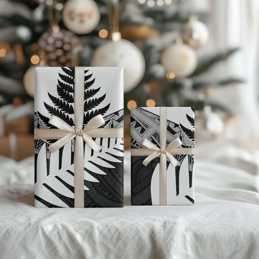 New Zealand Silver Fern Wrapping Paper Maori Koru Mixed Taniko Pattern - Polynesian Pride