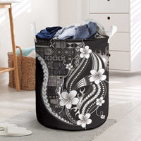 Samoa Siapo Tribal Pattern Laundry Basket Black Polynesian Plumeria Tapa Motif LT9 Black - Polynesian Pride