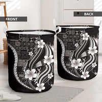 Samoa Siapo Tribal Pattern Laundry Basket Black Polynesian Plumeria Tapa Motif LT9 - Polynesian Pride