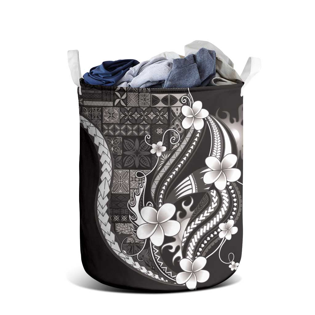 Samoa Siapo Tribal Pattern Laundry Basket Black Polynesian Plumeria Tapa Motif LT9 - Polynesian Pride