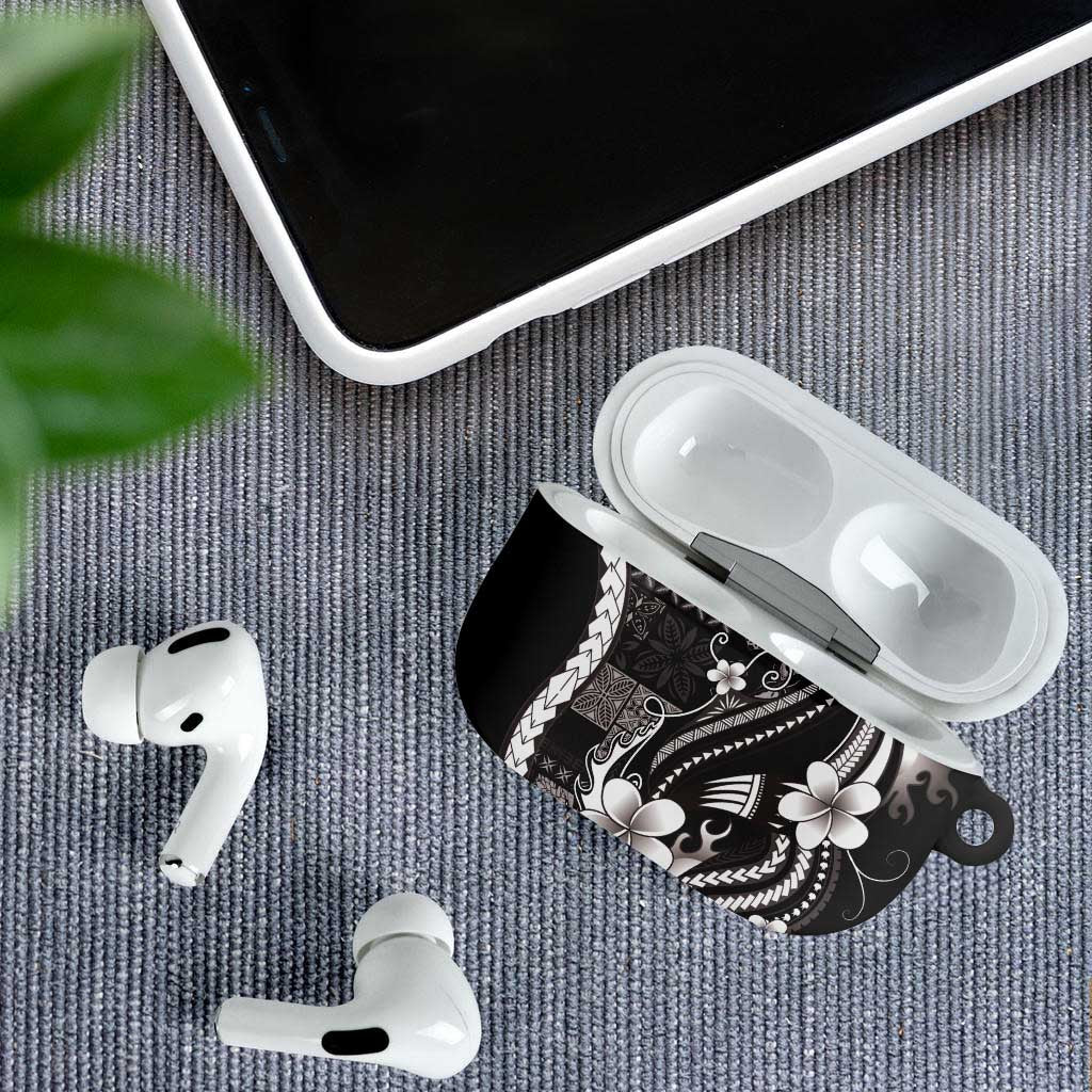 Samoa Siapo Tribal Pattern AirPods Case Black Polynesian Plumeria Tapa Motif LT9 - Polynesian Pride