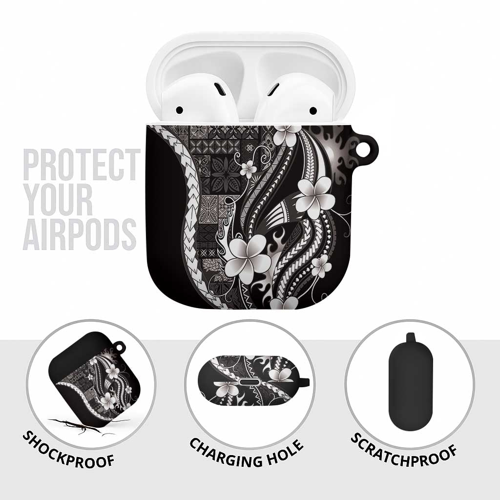 Samoa Siapo Tribal Pattern AirPods Case Black Polynesian Plumeria Tapa Motif LT9 - Polynesian Pride