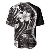 Samoa Siapo Tribal Pattern Baseball Jersey Black Polynesian Plumeria Tapa Motif LT9 - Polynesian Pride