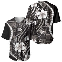 Samoa Siapo Tribal Pattern Baseball Jersey Black Polynesian Plumeria Tapa Motif LT9 - Polynesian Pride