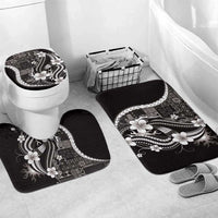 Samoa Siapo Tribal Pattern Bathroom Set Black Polynesian Plumeria Tapa Motif LT9 Mat Set Only (3 pcs) One Size Black - Polynesian Pride