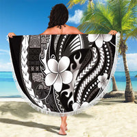 Samoa Siapo Tribal Pattern Beach Blanket Black Polynesian Plumeria Tapa Motif LT9 - Polynesian Pride