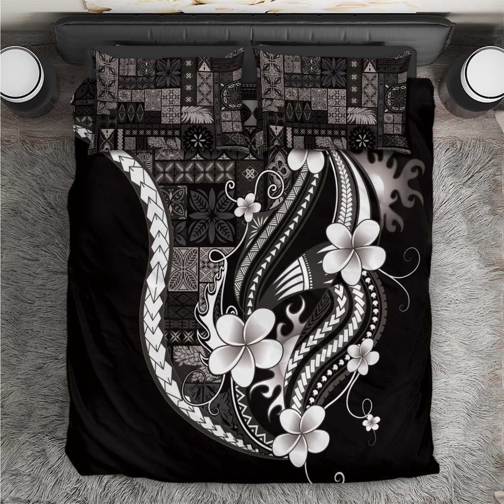 Samoa Siapo Tribal Pattern Bedding Set Black Polynesian Plumeria Tapa Motif LT9 Black - Polynesian Pride