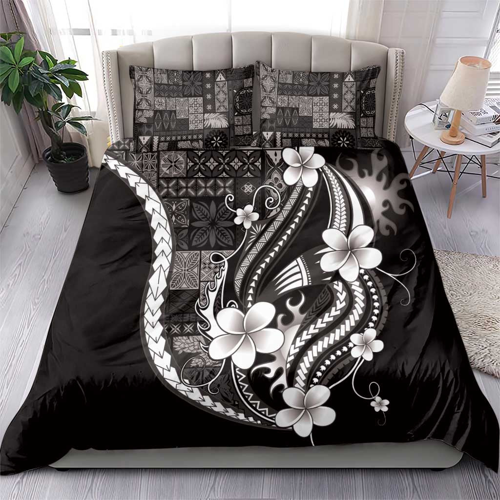 Samoa Siapo Tribal Pattern Bedding Set Black Polynesian Plumeria Tapa Motif LT9 - Polynesian Pride