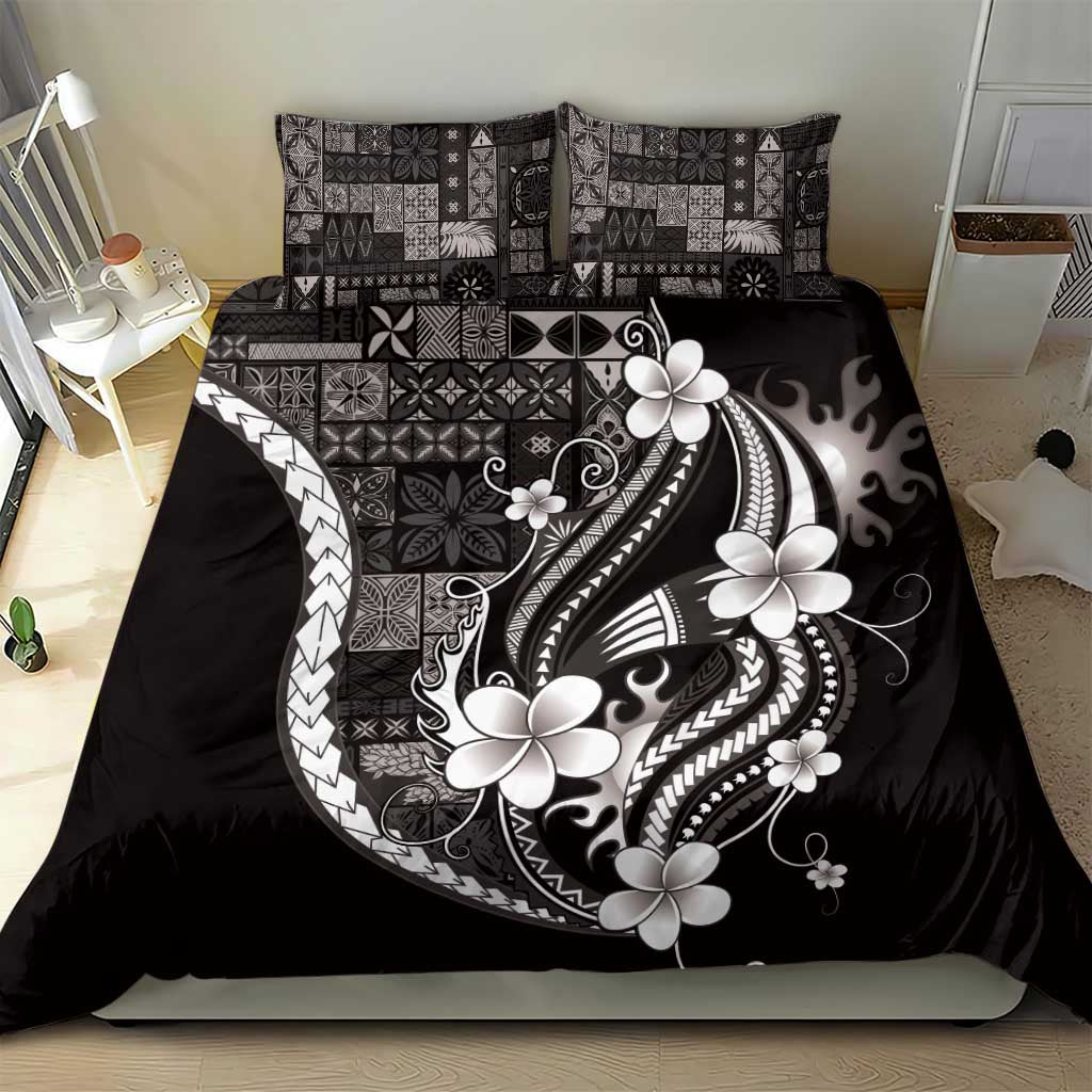 Samoa Siapo Tribal Pattern Bedding Set Black Polynesian Plumeria Tapa Motif LT9 - Polynesian Pride