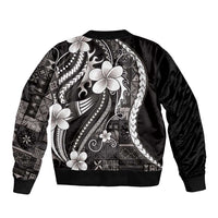Samoa Siapo Tribal Pattern Bomber Jacket Black Polynesian Plumeria Tapa Motif LT9 - Polynesian Pride