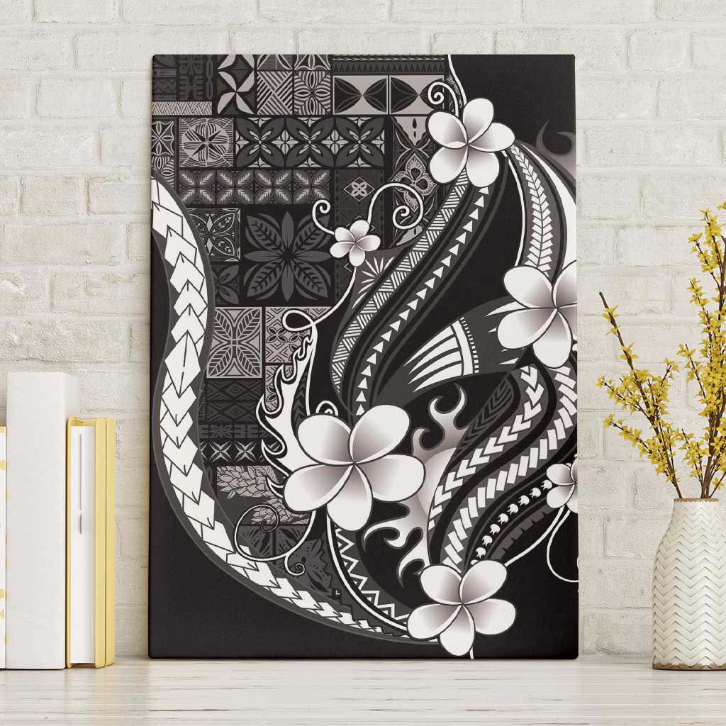 Samoa Siapo Tribal Pattern Canvas Wall Art Black Polynesian Plumeria Tapa Motif LT9 Without Frame Black - Polynesian Pride