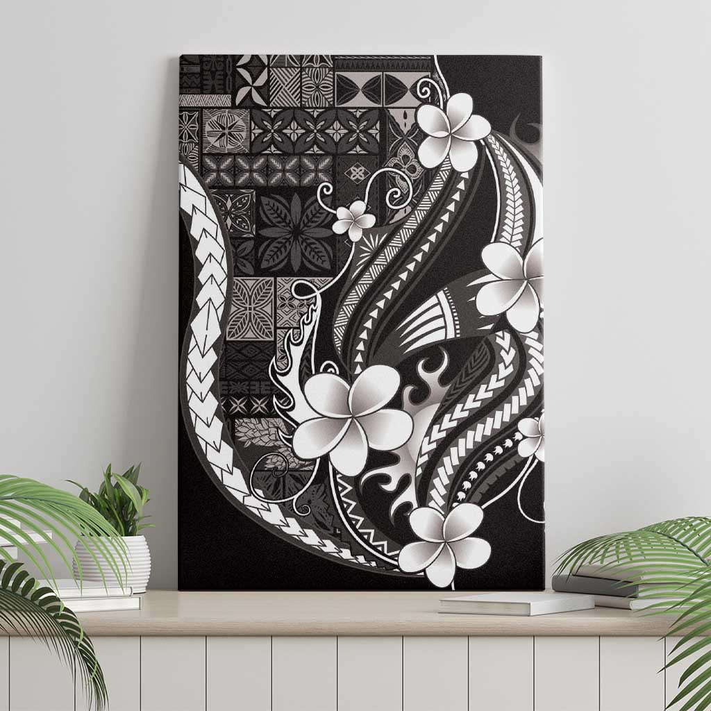Samoa Siapo Tribal Pattern Canvas Wall Art Black Polynesian Plumeria Tapa Motif LT9 - Polynesian Pride