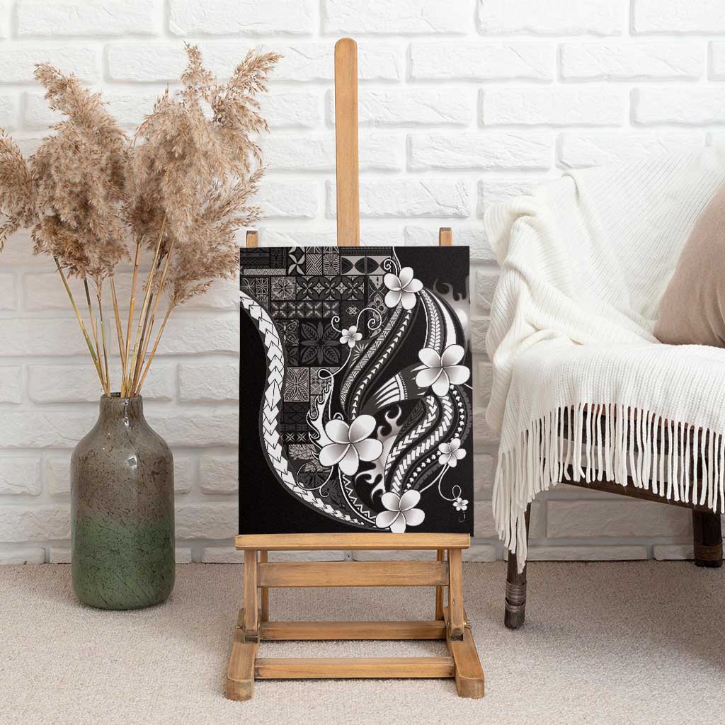 Samoa Siapo Tribal Pattern Canvas Wall Art Black Polynesian Plumeria Tapa Motif LT9 - Polynesian Pride