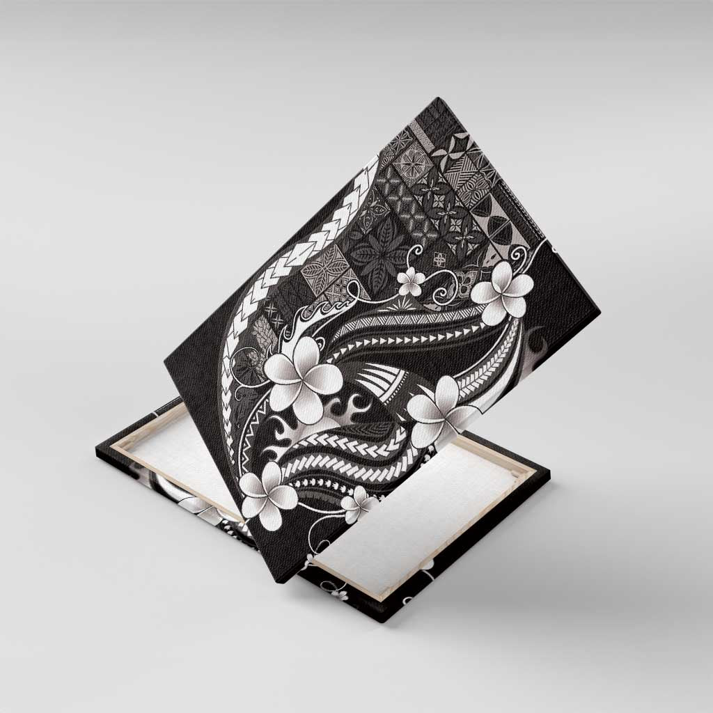 Samoa Siapo Tribal Pattern Canvas Wall Art Black Polynesian Plumeria Tapa Motif LT9 With Frame Black - Polynesian Pride