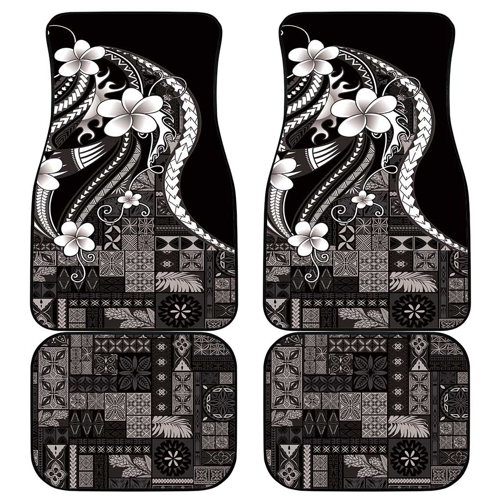 Samoa Siapo Tribal Pattern Car Mats Black Polynesian Plumeria Tapa Motif LT9 - Polynesian Pride