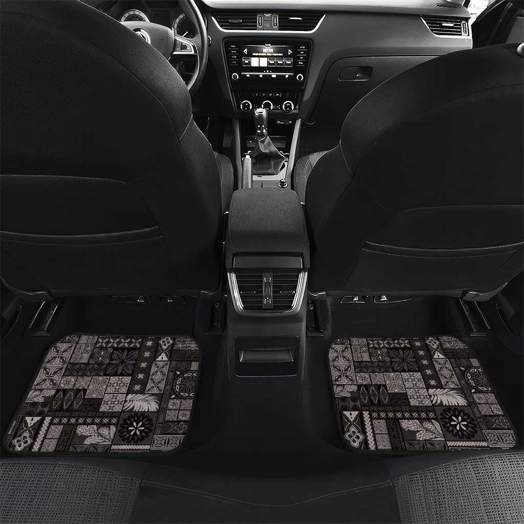 Samoa Siapo Tribal Pattern Car Mats Black Polynesian Plumeria Tapa Motif LT9 Set 2pcs - Back Black - Polynesian Pride
