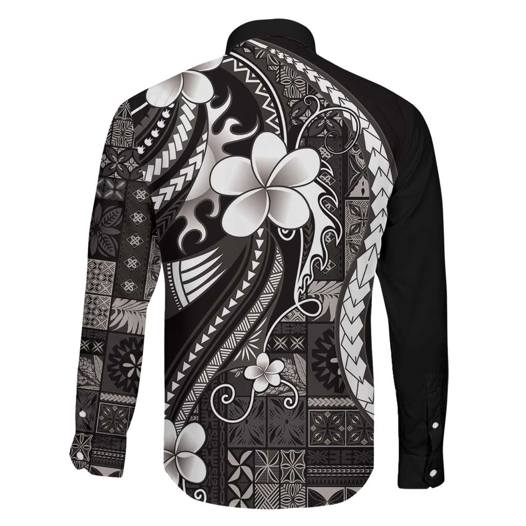 Samoa Siapo Tribal Pattern Family Matching Puletasi and Hawaiian Shirt Black Polynesian Plumeria Tapa Motif