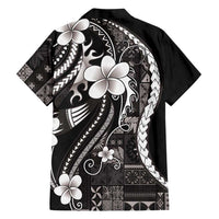 Samoa Siapo Tribal Pattern Family Matching Tank Maxi Dress and Hawaiian Shirt Black Polynesian Plumeria Tapa Motif